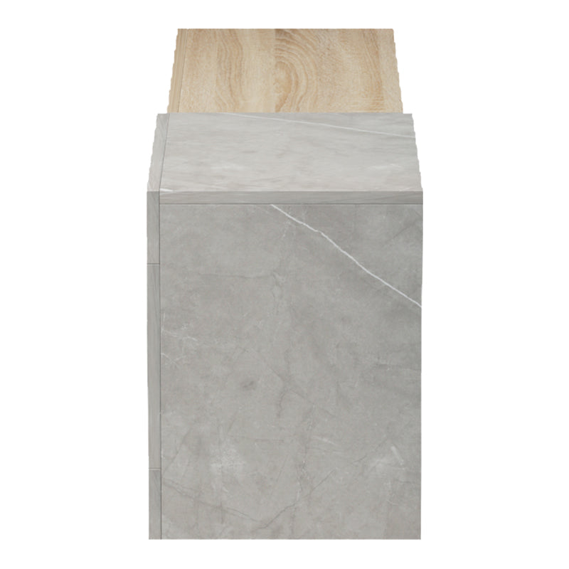 Wall-mounted TV cabinet Flato sonoma-gray beige marble look 150x29.5x38.5cm