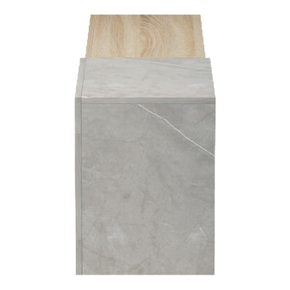 Wall-mounted TV cabinet Flato sonoma-gray beige marble look 150x29.5x38.5cm