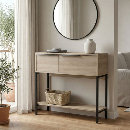 Nordic console in sonoma-black shade 90x29.5x76cm