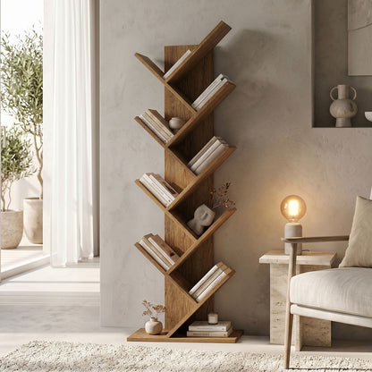 Bookcase Fyllo walnut 50x25x141.5cm