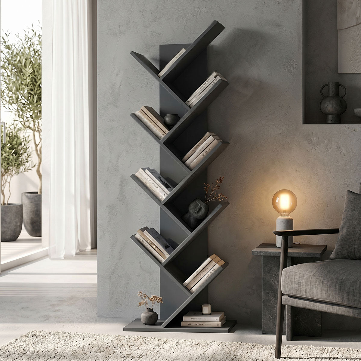 Bookcase Fyllo anthracite 50x25x141.5cm