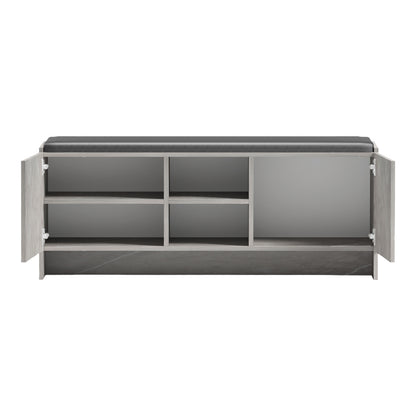 Entrance furniture stool-shoe rack 10 pairs gray beige marble effect-black 110x37x43cm