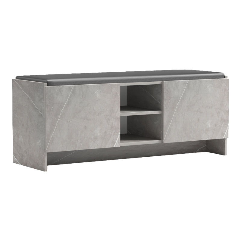 Entrance furniture stool-shoe rack 10 pairs gray beige marble effect-black 110x37x43cm