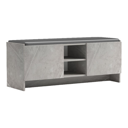 Entrance furniture stool-shoe rack 10 pairs gray beige marble effect-black 110x37x43cm