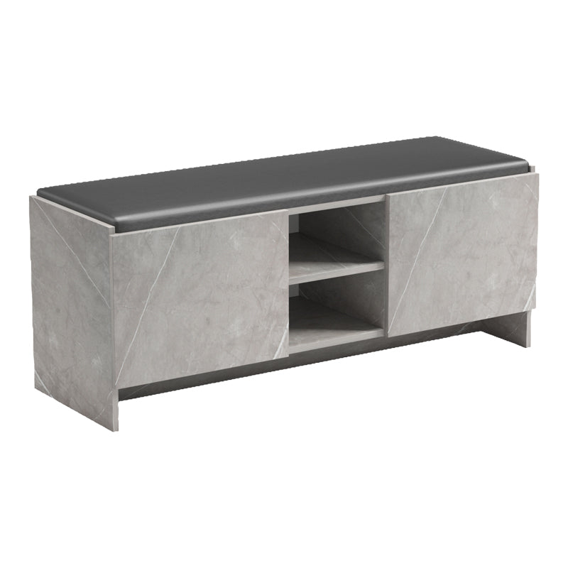 Entrance furniture stool-shoe rack 10 pairs gray beige marble effect-black 110x37x43cm