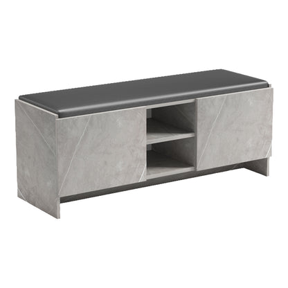 Entrance furniture stool-shoe rack 10 pairs gray beige marble effect-black 110x37x43cm