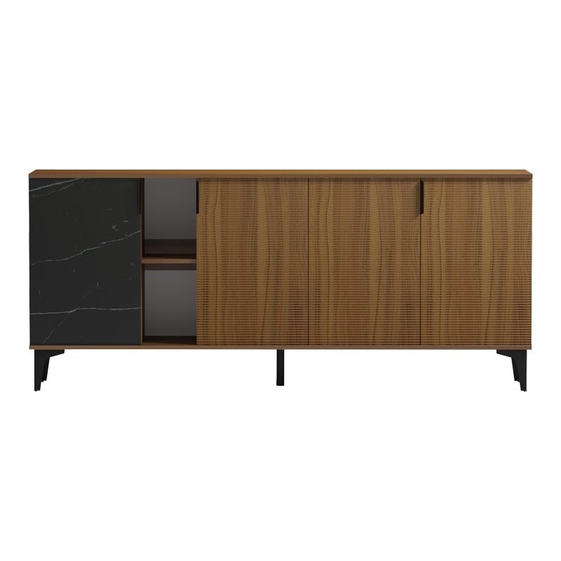 Riba buffet walnut-black marble look 180x40x78cm