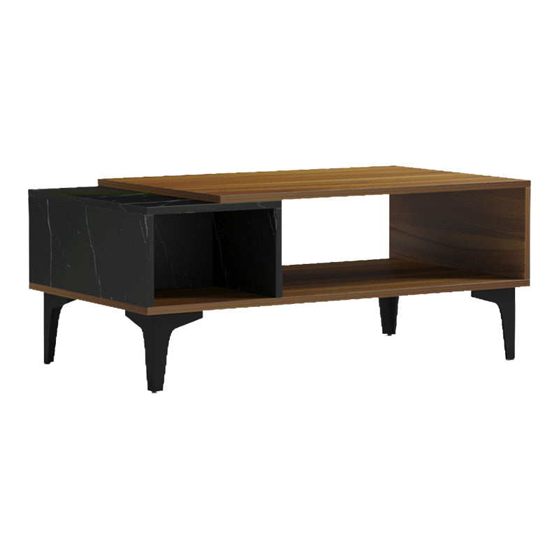 Riba coffee table walnut-black marble look 90x50x37cm