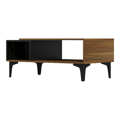 Riba coffee table walnut-black marble look 90x50x37cm