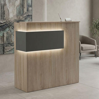 Optima reception desk with LED sonoma-anthracite 110x40x110cm