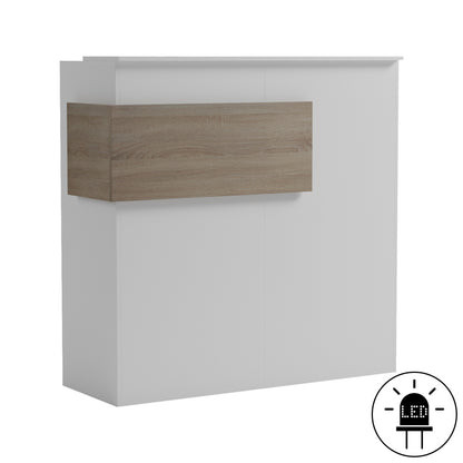 Optima reception desk with LED white -sonoma 110x40x110cm