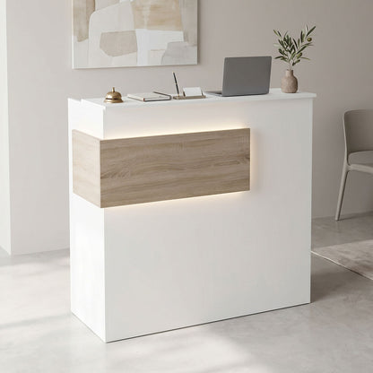 Optima reception desk with LED white -sonoma 110x40x110cm