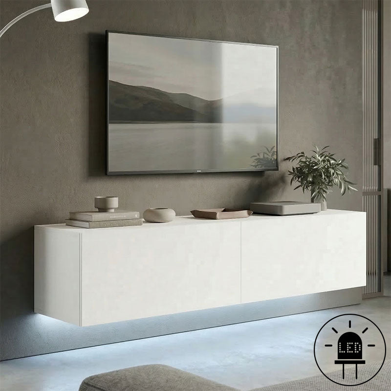 Wall-mounted TV cabinet with led Rival white 120x35x30cm