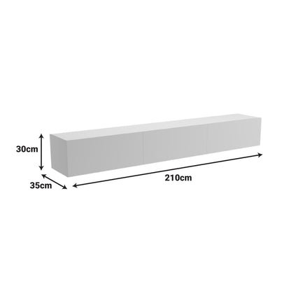 Wall-mounted TV cabinet with led Rival white 210x35x30cm