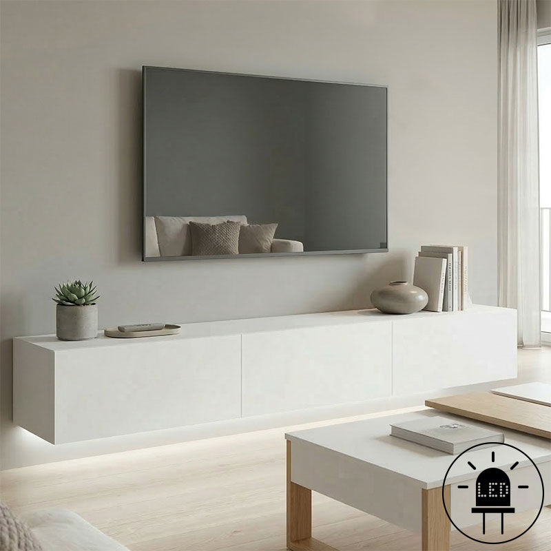 Wall-mounted TV cabinet with led Rival white 210x35x30cm