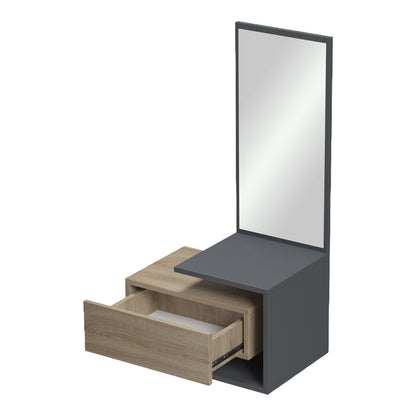 Kendi wall-mounted entrance furniture with mirror in anthracite-sonoma 49.1x31.3x90cm