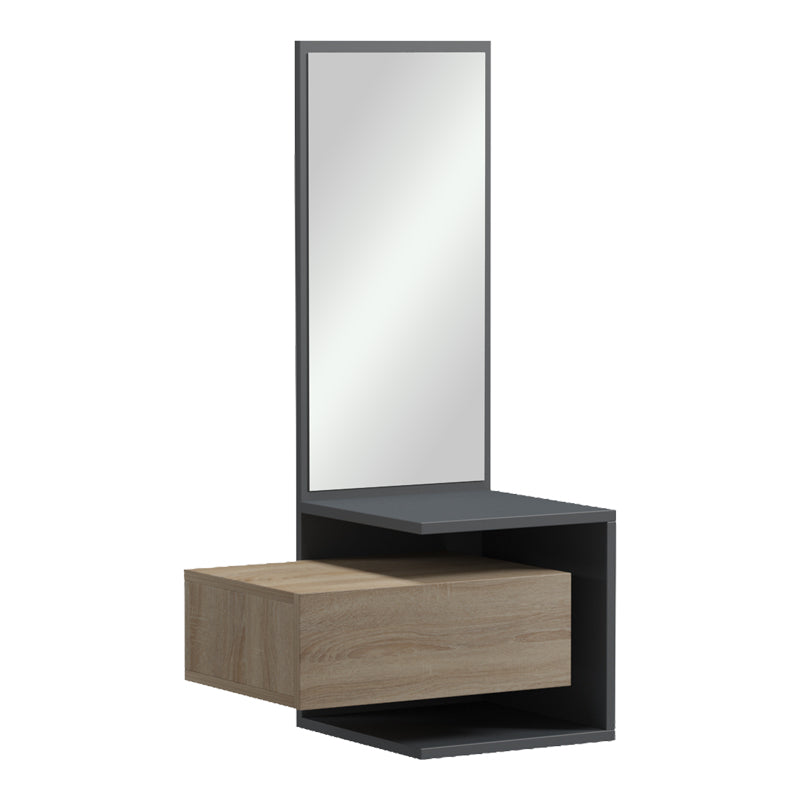 Kendi wall-mounted entrance furniture with mirror in anthracite-sonoma 49.1x31.3x90cm