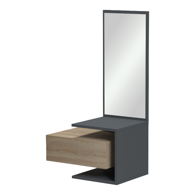 Kendi wall-mounted entrance furniture with mirror in anthracite-sonoma 49.1x31.3x90cm