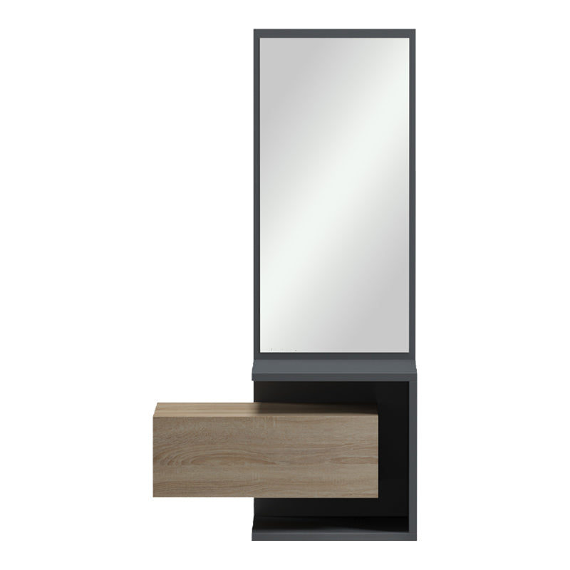 Kendi wall-mounted entrance furniture with mirror in anthracite-sonoma 49.1x31.3x90cm