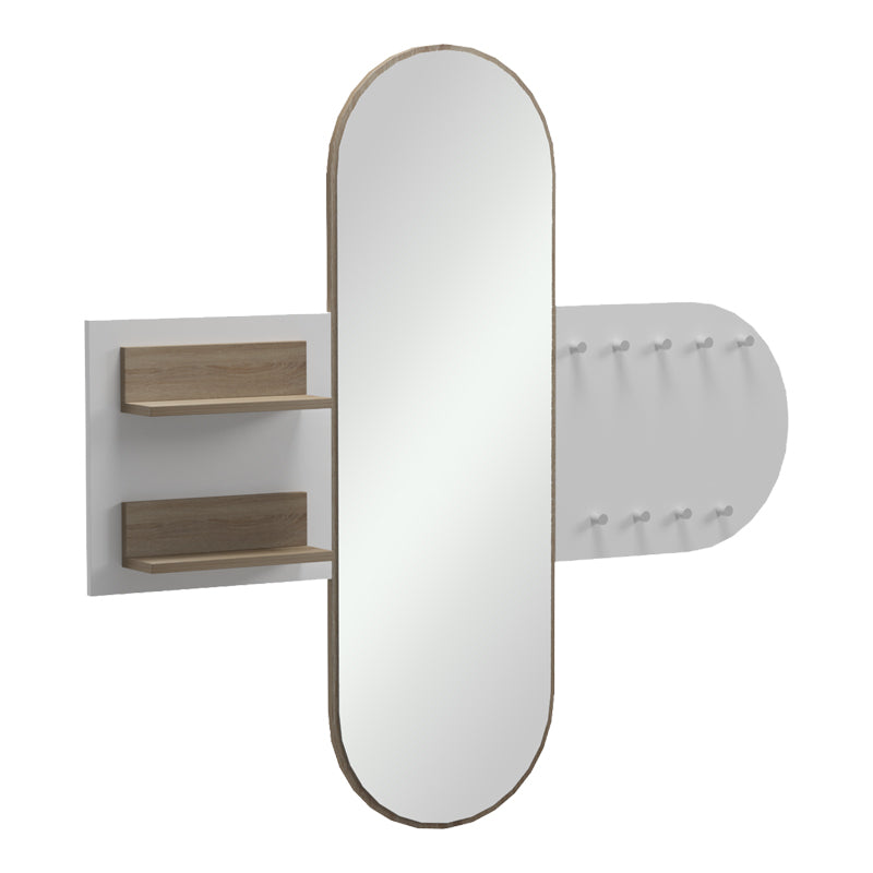 Entrance unit with coat rack and mirror Baunty sonoma-white 125x11x122cm