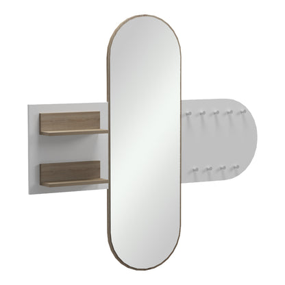 Entrance unit with coat rack and mirror Baunty sonoma-white 125x11x122cm