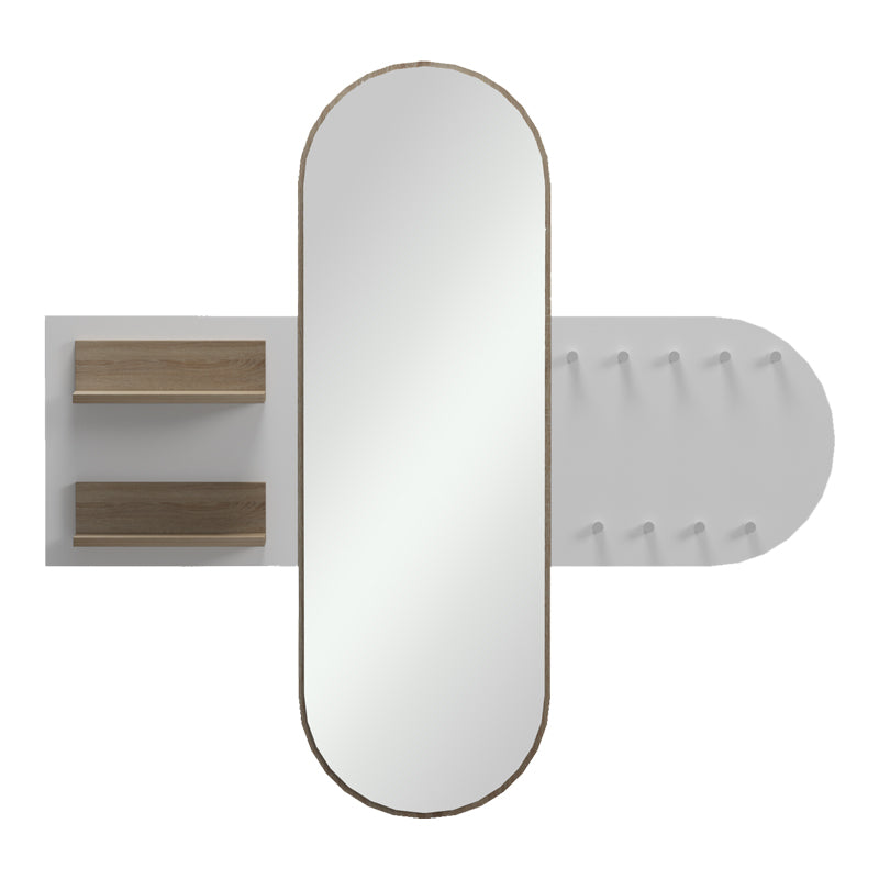 Entrance unit with coat rack and mirror Baunty sonoma-white 125x11x122cm