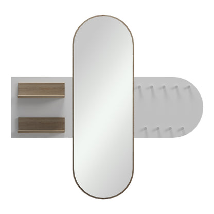 Entrance unit with coat rack and mirror Baunty sonoma-white 125x11x122cm