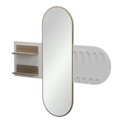 Entrance unit with coat rack and mirror Baunty sonoma-white 125x11x122cm