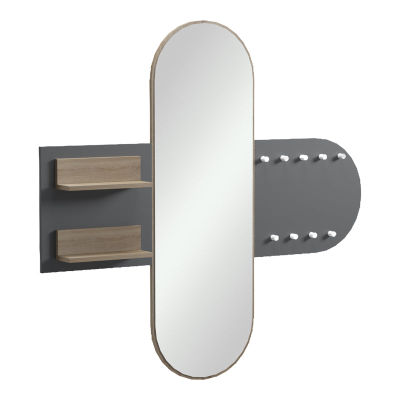 Entrance unit with coat rack and mirror Baunty sonoma-anthracite 125x11x122cm