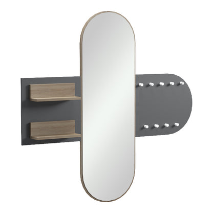 Entrance unit with coat rack and mirror Baunty sonoma-anthracite 125x11x122cm
