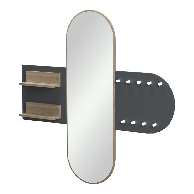 Entrance unit with coat rack and mirror Baunty sonoma-anthracite 125x11x122cm