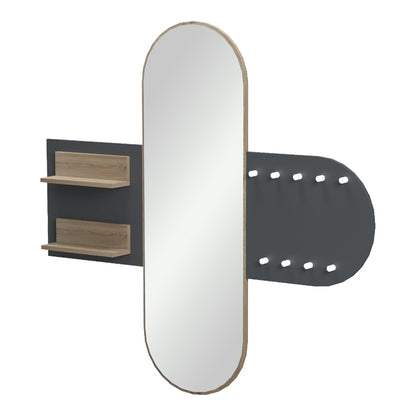 Entrance unit with coat rack and mirror Baunty sonoma-anthracite 125x11x122cm
