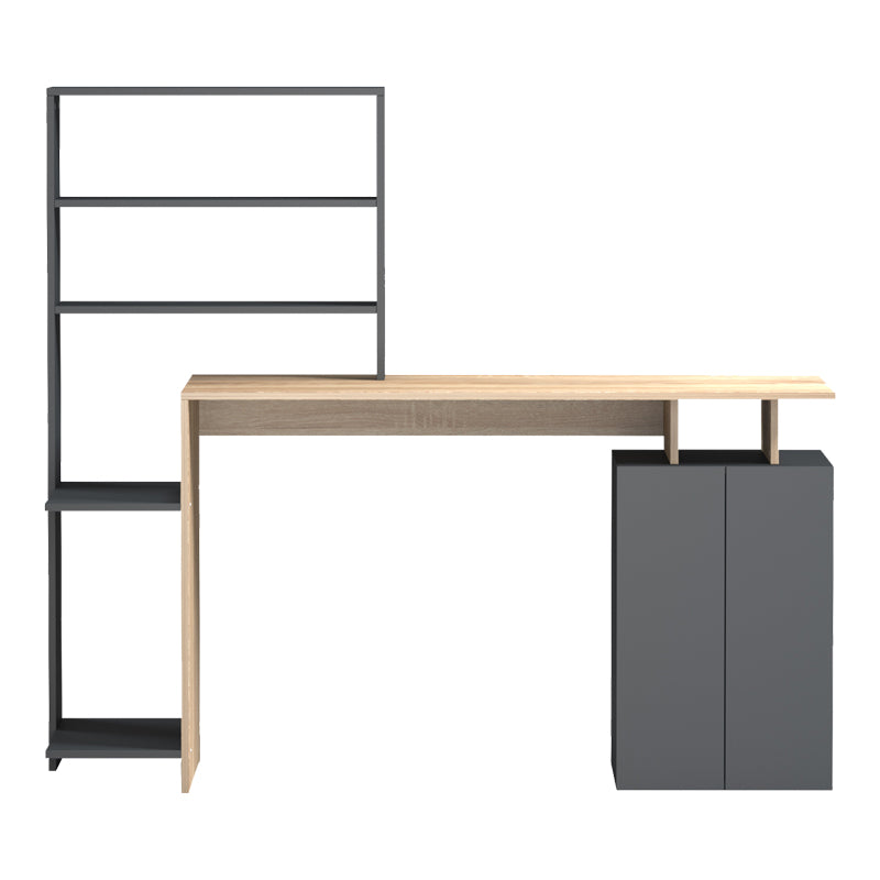 Office desk with a bookshelf and a cabinet Meza in sonoma-anthracite 146.3x55x128.8cm