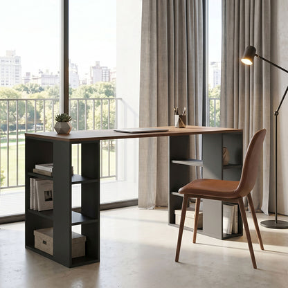 Office desk Praga anthracite-sonoma 140x60x75cm