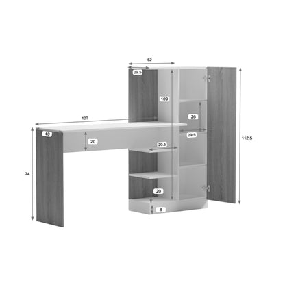 Office with bookcase and cabinet Ofisio sonoma-white 152.3x40x120cm