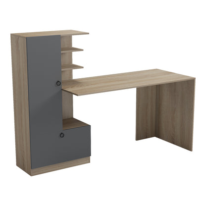 Desk with bookcase Felanbo sonoma-anthracite 160x60x125cm