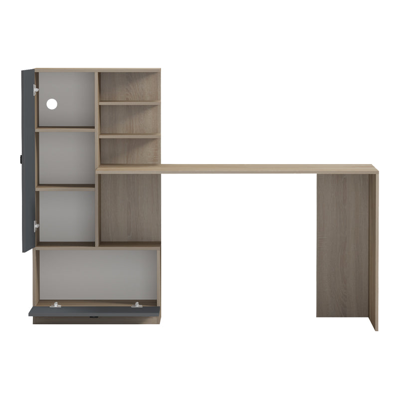 Desk with bookcase Felanbo sonoma-anthracite 160x60x125cm