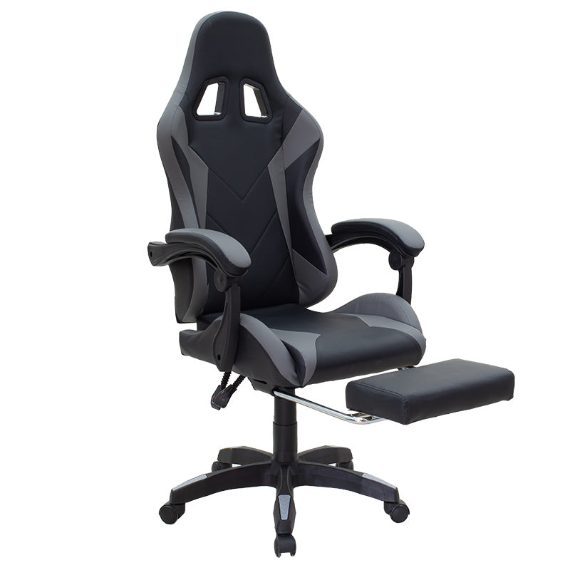 Office Gaming chair with footrest Moza pakoworld PU black-grey