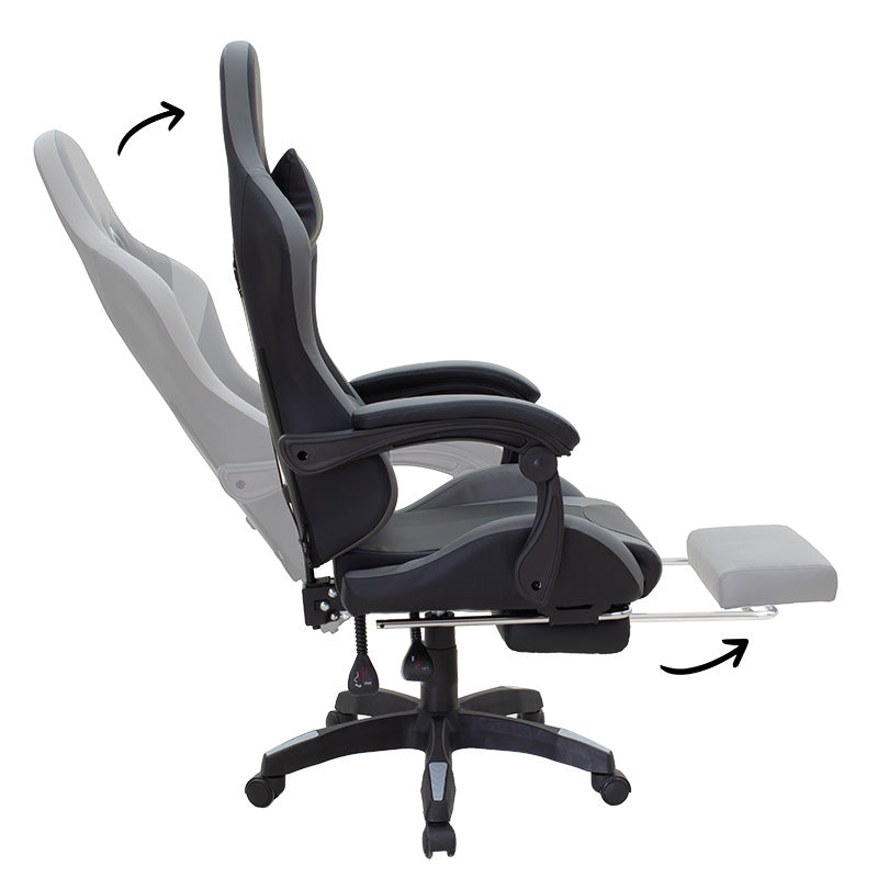 Office Gaming chair with footrest Moza pakoworld PU black-grey