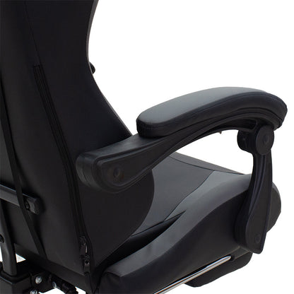 Office Gaming chair with footrest Moza pakoworld PU black-grey