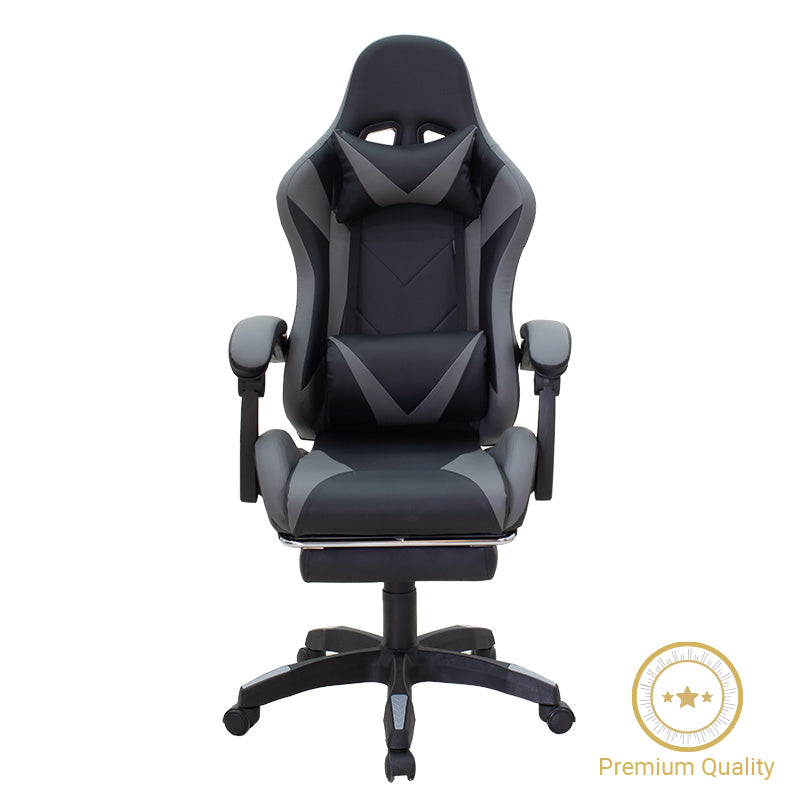 Office Gaming chair with footrest Moza pakoworld PU black-grey