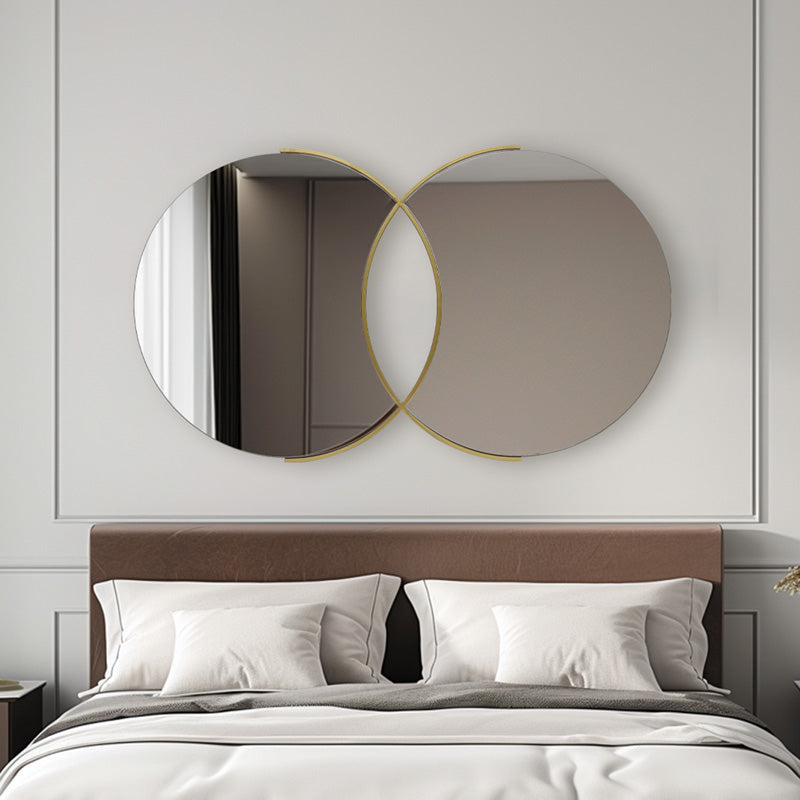 Mirror double Miryata metal in golden shade 105x3x60cm