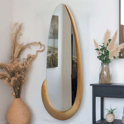 Oval mirror Marly mdf in natural shade 50.5x4x127cm