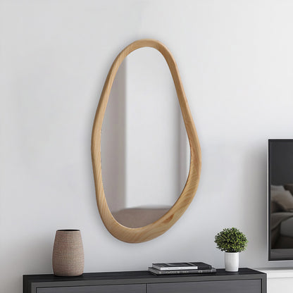 Oval mirror Baloa mdf in natural shade 44x4x80cm