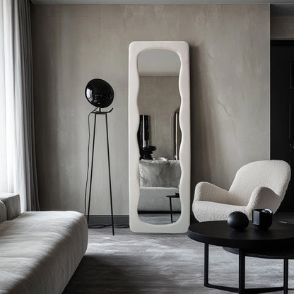 Lezour velvet floor mirror in white shade 50x5x170cm