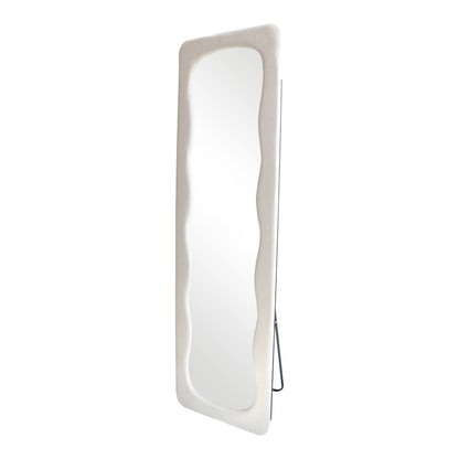 Lezour velvet floor mirror in white shade 50x5x170cm