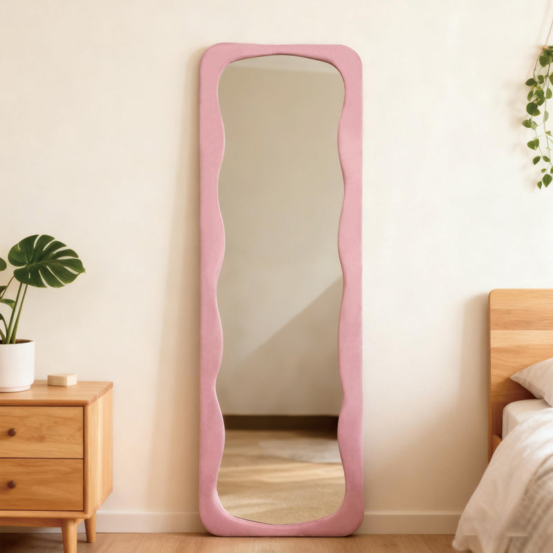 Lezour velvet floor mirror in rotten apple shade 50x5x170cm
