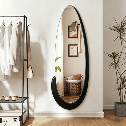 Oval mirror Marly black MDF 50.5x4x127cm