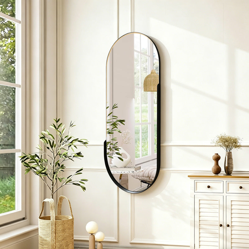 mirror Asteria black MDF with black metal 45x5.0x105cm