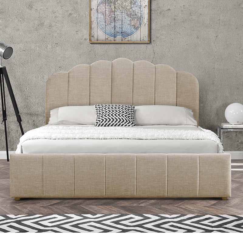 Double bed Tatiana pakoworld fabric beige with storage 160x200cm